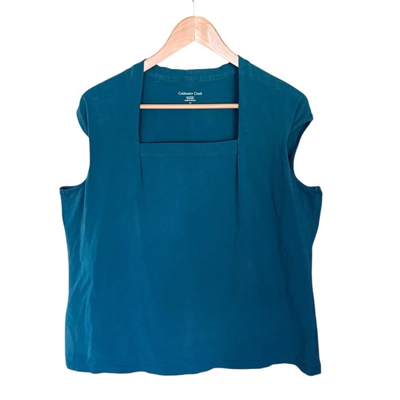 Coldwater Creek Womens Tank Top 14/16 Green Lightweight Office Career Stretch - Picture 2 of 11